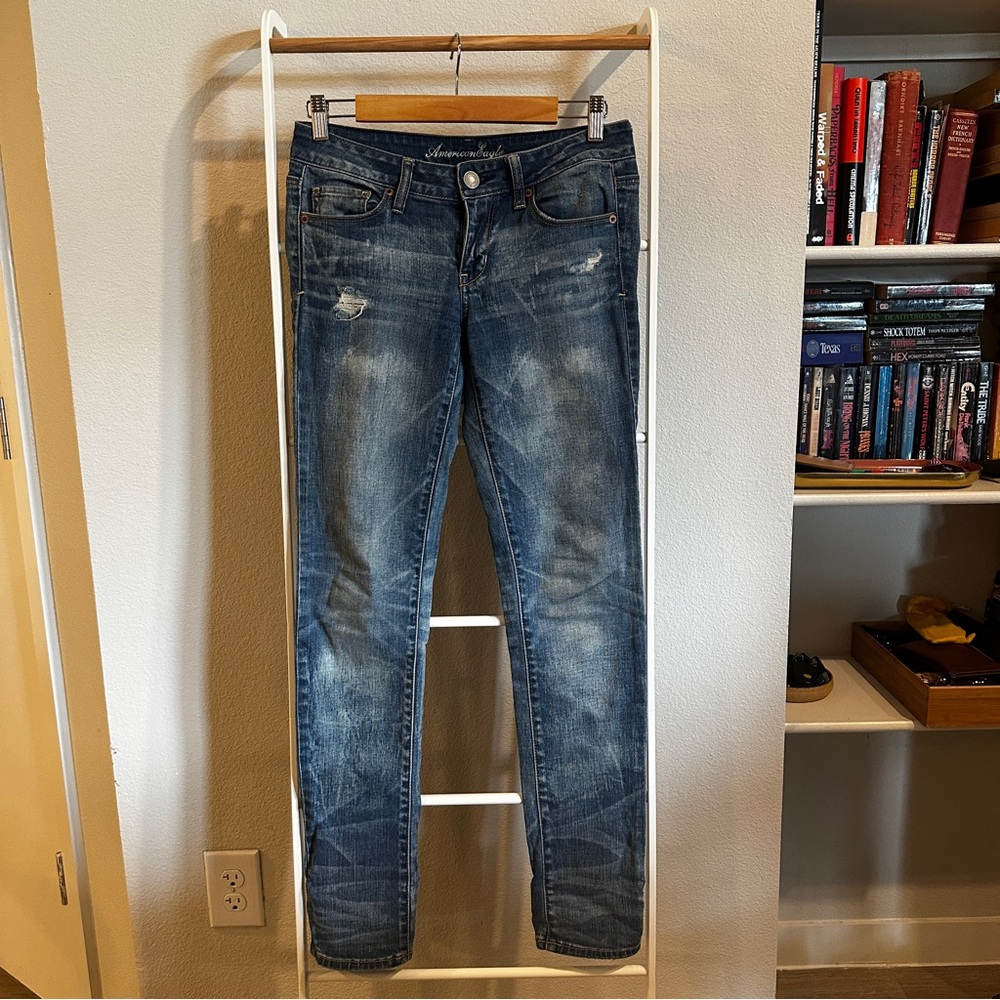 AEO Blue Skinny Jeans - Lower Rise, Sz 4